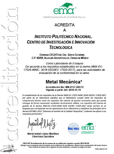 Acreditación EMA Metal Mecánica